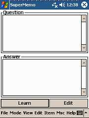 screenshot of SuperMemo for Pocket PC in Learn mode - step 1