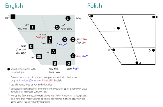 English and Polish vowel charts