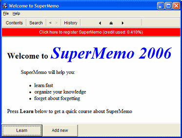 main SuperMemo 2006 program window