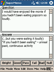 screenshot of SuperMemo for Pocket PC in Learn mode - step 3