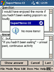 screenshot of SuperMemo for Pocket PC in Learn mode - step 4
